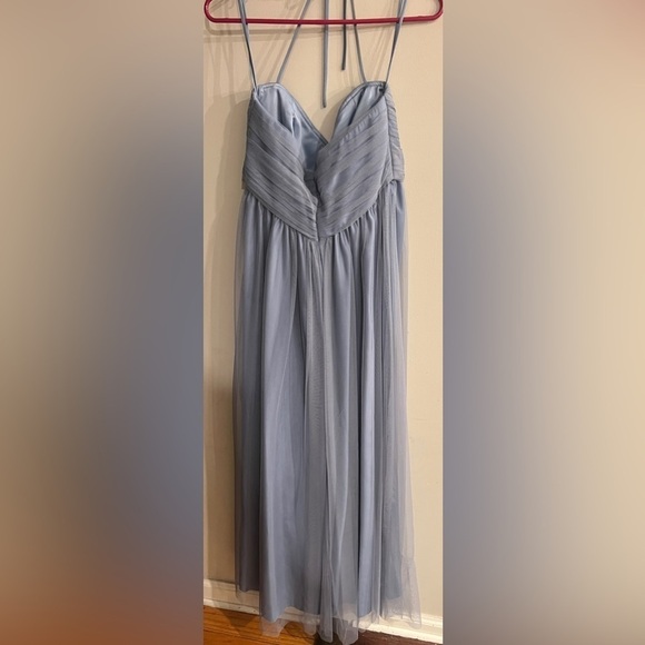 Amsale Blue Pleated Strapless Gown for Weddings - Picture 3 of 5